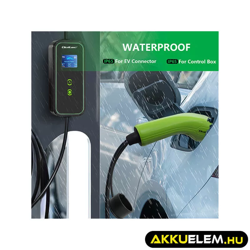 Qoltec Elektromos autó töltő Állítható töltőárammal 2in1 Type2 3.5kW 230V Wi-fi LCD Hordozható 5m