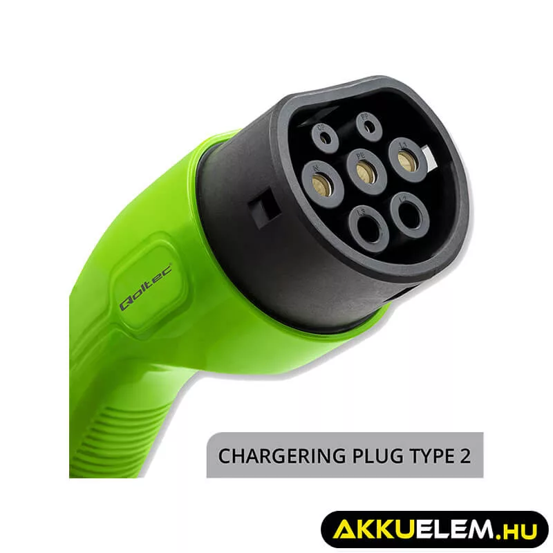 Qoltec Elektromos autó töltő Állítható töltőárammal 2in1 Type2 11kW CEE 5 PIN LCD 3 fázis Hordozható 5m