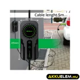 Qoltec EV töltő Elektromos autó töltő 2-in-1 Type2 Szabályozható töltőáram SCHUKO 3.5kW 230V LCD Hordozható 5m
