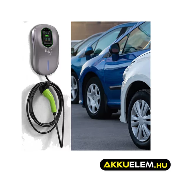 Qoltec Elektromos autó töltőállomás 2-in-1 Type2 22kW Wi-fi LCD RFID 3 fázis Falra szerelhető 5m