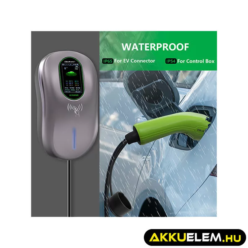 Qoltec Elektromos autó töltőállomás 2-in-1 Type2 22kW Wi-fi LCD RFID 3 fázis Falra szerelhető 5m