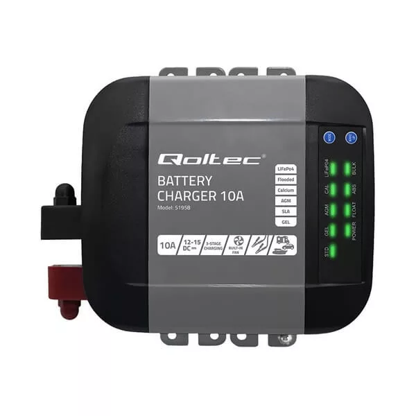   Qoltec Okostöltő LiFePO4 AGM GEL SLA akkumulátorokhoz 10A 12V