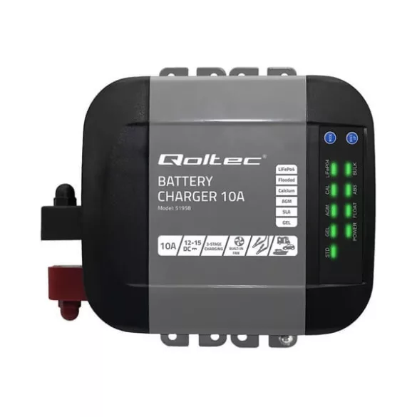 Qoltec Okostöltő LiFePO4 AGM GEL SLA akkumulátorokhoz 10A 12V