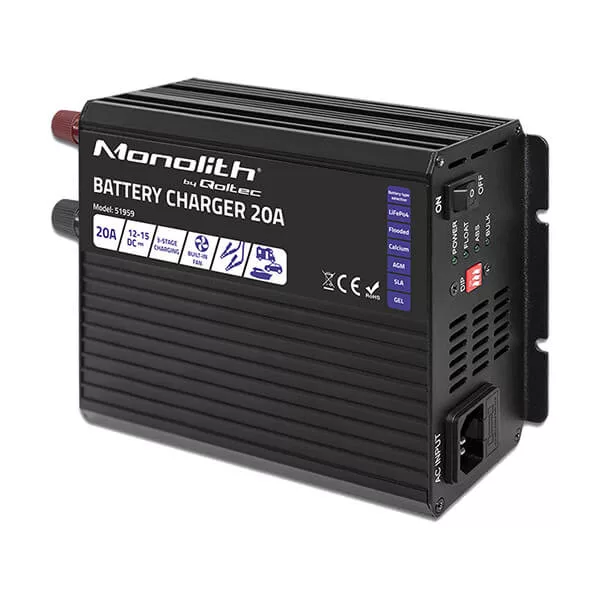   Qoltec Okostöltő LiFePO4 AGM GEL SLA akkumulátorokhoz 20A 12V