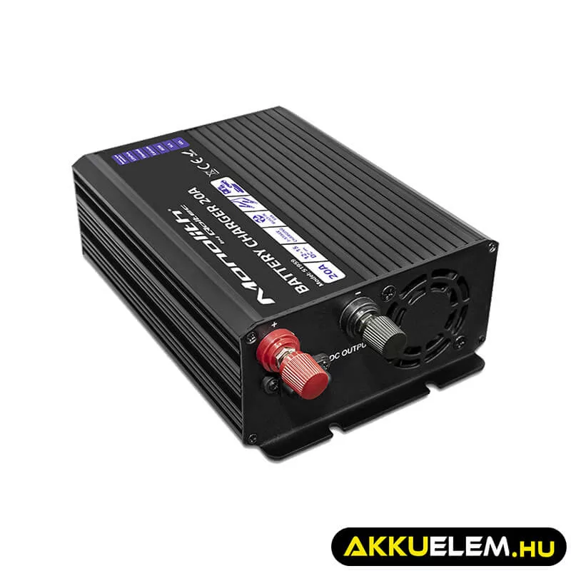 Qoltec Okostöltő LiFePO4 AGM GEL SLA akkumulátorokhoz 20A 12V