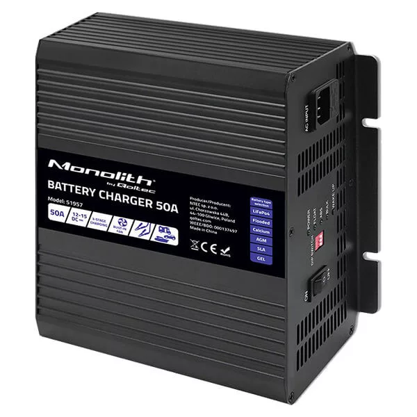 Qoltec Okostöltő LiFePO4 AGM GEL SLA akkumulátorokhoz 50A 12V Qoltec Okostöltő LiFePO4 AGM GEL SLA akkumulátorokhoz 50A 12V