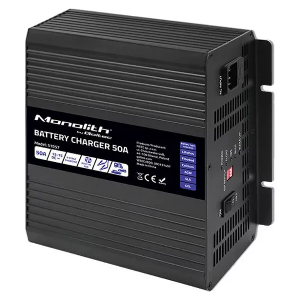 Qoltec Okostöltő LiFePO4 AGM GEL SLA akkumulátorokhoz 50A 12V