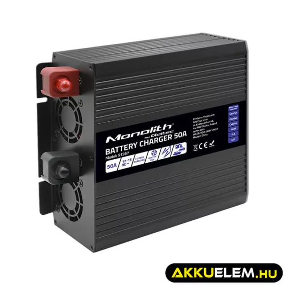 Qoltec Okostöltő LiFePO4 AGM GEL SLA akkumulátorokhoz 50A 12V