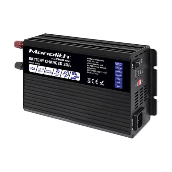Qoltec Okostöltő LiFePO4 AGM GEL SLA akkumulátorokhoz 30A 12V