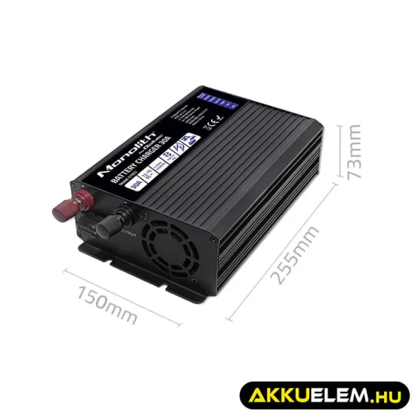 Qoltec Okostöltő LiFePO4 AGM GEL SLA akkumulátorokhoz 30A 12V