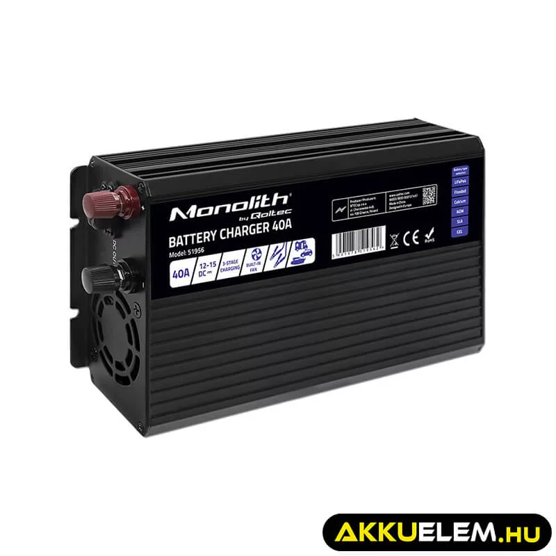 Qoltec Okostöltő LiFePO4 AGM GEL SLA akkumulátorokhoz 40A 12V