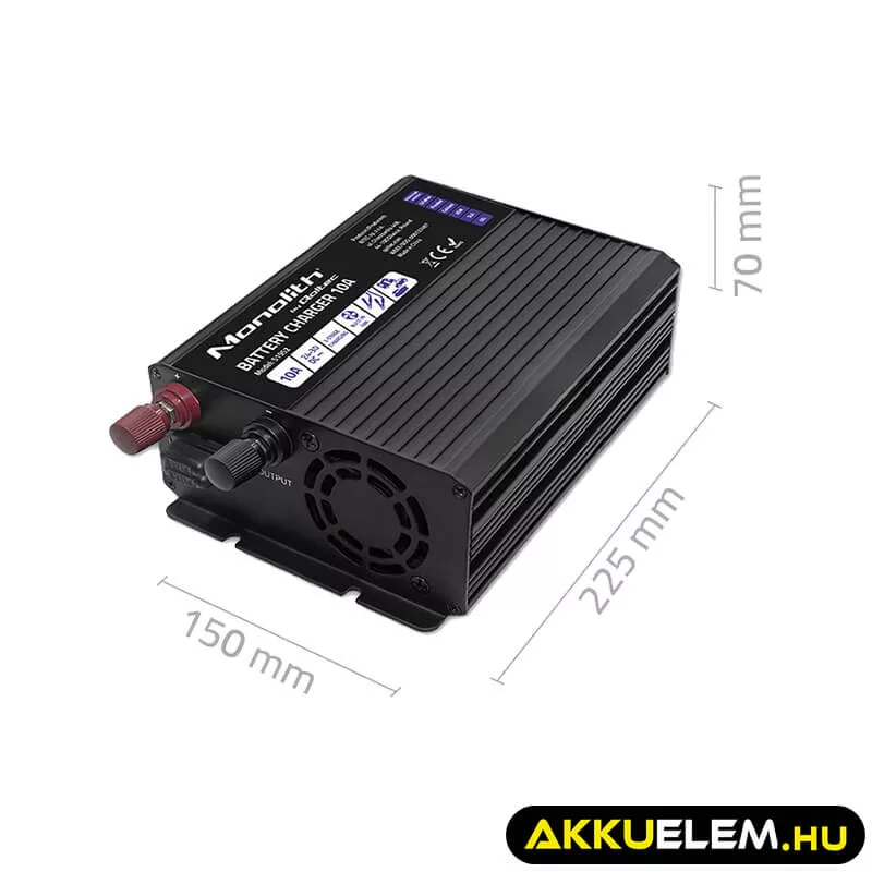 Qoltec Okostöltő LiFePO4 AGM GEL SLA akkumulátorokhoz 10A 24V