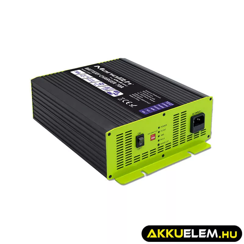Qoltec Okostöltő LiFePO4 AGM GEL SLA akkumulátorokhoz 70A 12V Gyorstöltés 