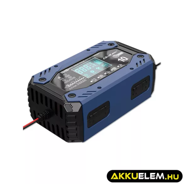 Qoltec Okostöltő STD AGM GEL Akkumulátorokhoz Helyreállító funkcióval 12-24V 10A LCD 9 töltési fázis