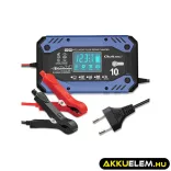 Qoltec Okostöltő STD AGM GEL Akkumulátorokhoz Helyreállító funkcióval 12-24V 10A LCD 9 töltési fázis