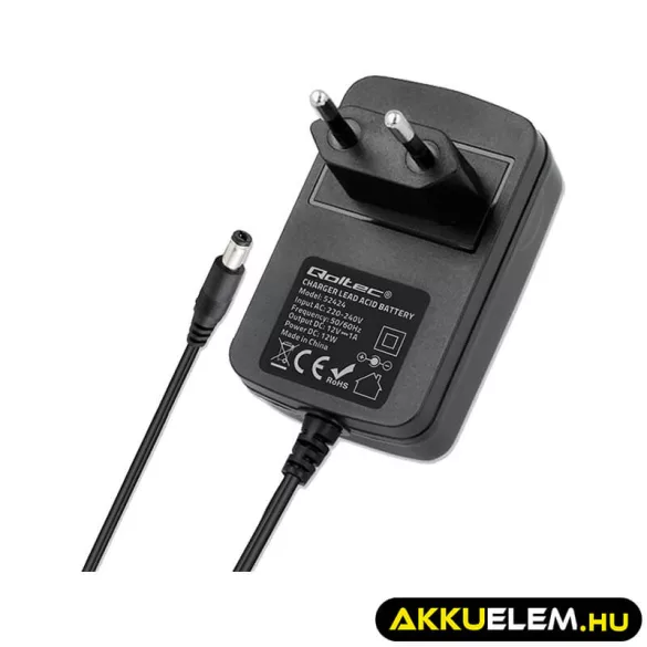 Qoltec Automatikus töltő AGM GEL STD 12V akkumulátorokhoz 1A LED jelzés AC/DC