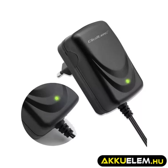 Qoltec Automatikus töltő AGM GEL STD 12V akkumulátorokhoz 1A LED jelzés AC/DC