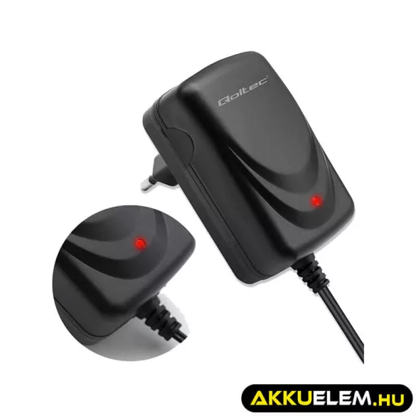 Qoltec Automatikus töltő AGM GEL STD 12V akkumulátorokhoz 1A LED jelzés AC/DC