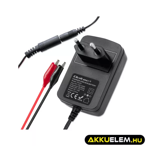 Qoltec Automatikus töltő AGM GEL STD 12V akkumulátorokhoz 1A LED jelzés AC/DC