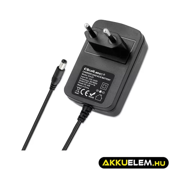 Qoltec Automatikus töltő AGM GEL STD 6V akkumulátorokhoz 1A LED jelzés AC/DC