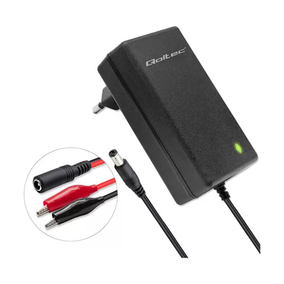Qoltec Automatikus töltő AGM GEL STD 6V 12V akkumulátorokhoz 1.5A LED jelzés AC/DC