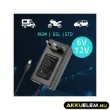 Qoltec Automatikus töltő AGM GEL STD 6V 12V akkumulátorokhoz 1.5A LED jelzés AC/DC