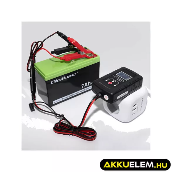 Qoltec Automatikus töltő AGM GEL STD 6V/12V akkumulátorokhoz 2A LED kijelző Helyreállító funkció AC/DC
