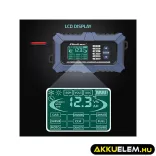 Qoltec Intelligens Akkumulátor töltő, Javitó + Teszter funkcióval 12V 6A LCD kijelző AGM LiFePO4 GEL