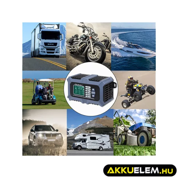 Qoltec Intelligens Akkumulátor töltő, Javitó + Teszter funkcióval 12V 6A LCD kijelző AGM LiFePO4 GEL