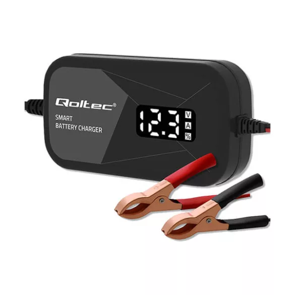 Qoltec Intelligens Akkumulátor töltő, 12V 2A AC/DC  LCD kijelzős AGM GEL 