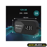 Qoltec Intelligens Akkumulátor töltő, 12V 2A AC/DC  LCD kijelzős AGM GEL 