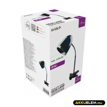 Avide Basic Asztali Lámpa Csíptethető Fekete E27 max.15W