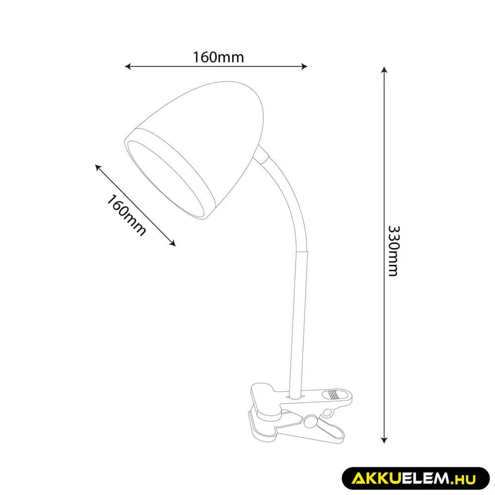 Avide Basic Asztali Lámpa Csíptethető Fekete E27 max.15W