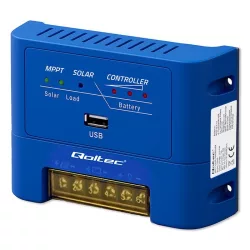 Qoltec 12V/24V 15A MPPT Napelem Töltésvezérlő USB