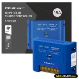 Qoltec 12V/24V 15A MPPT Napelem Töltésvezérlő USB