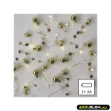 Ünnepi fényfüzér DCGW11 ARANY GOLYÓ 20Led 2AA MELEGFÉNYŰ
