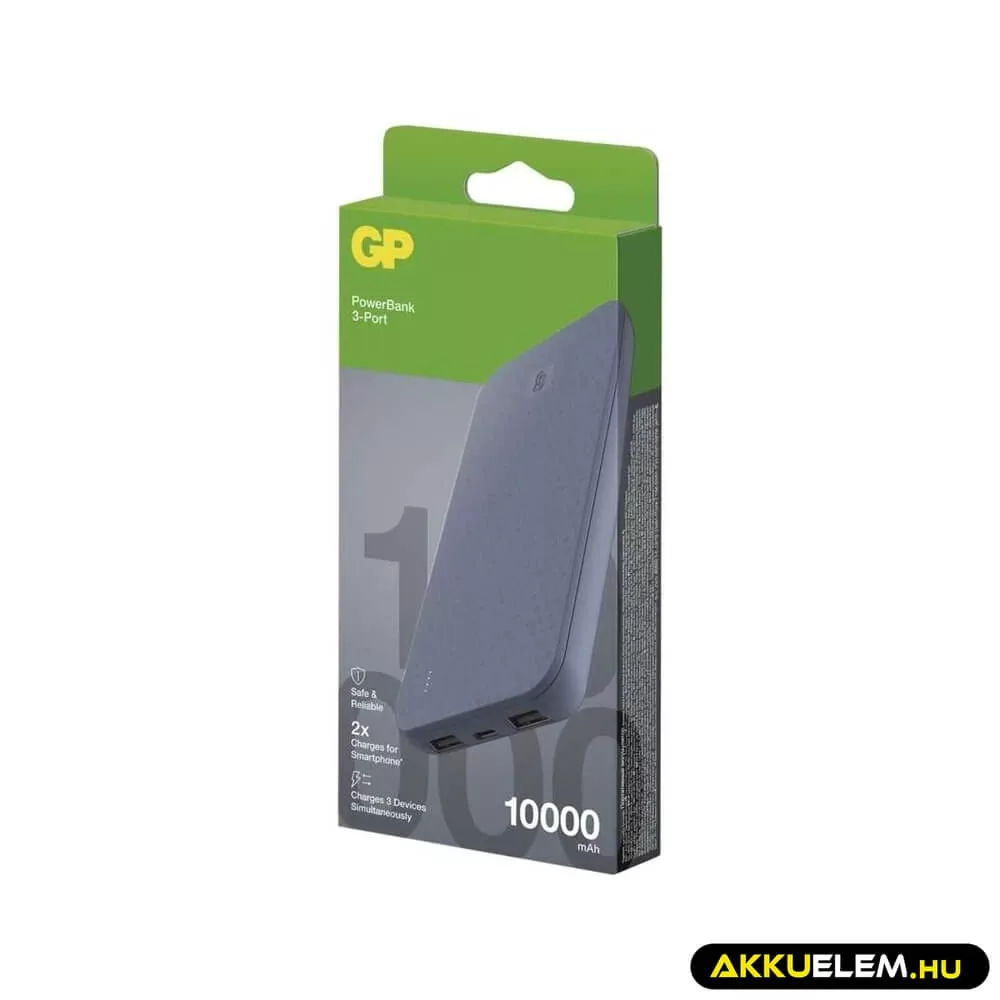 GP Powerbank B+ Series, 10 000 mAh, 15 W, kék, 2*USB, 1*USB-C