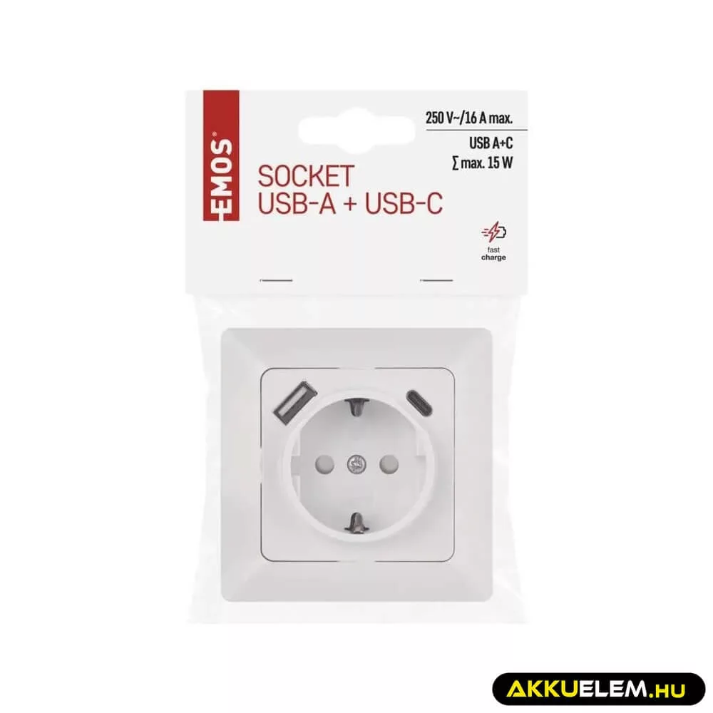 Aljzat 1*USB, 1*USB-C  16A max A6000.5 PD 3.0