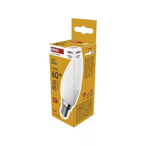 Classic LED-izzó E14 gyertya 8.8W (60W) 806lm NW Led 4000K Basic