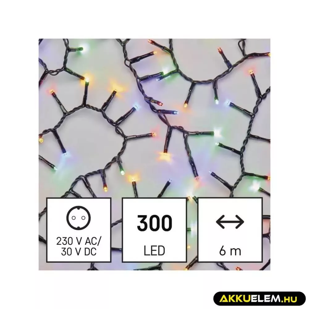 Karácsonyi füzér 300Led 6 +5m kül/bel színes időzítős