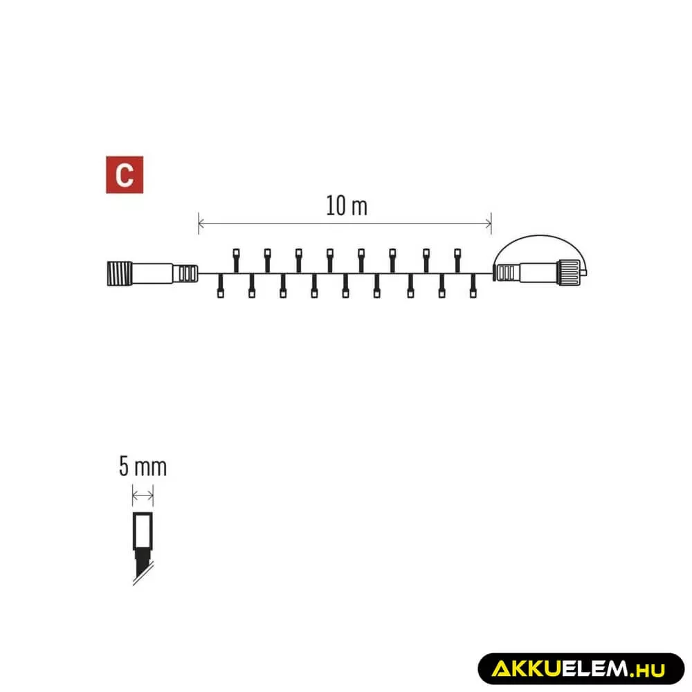 Karácsonyi fényfüzér CNT 100Led 10m hossz WM C IP44