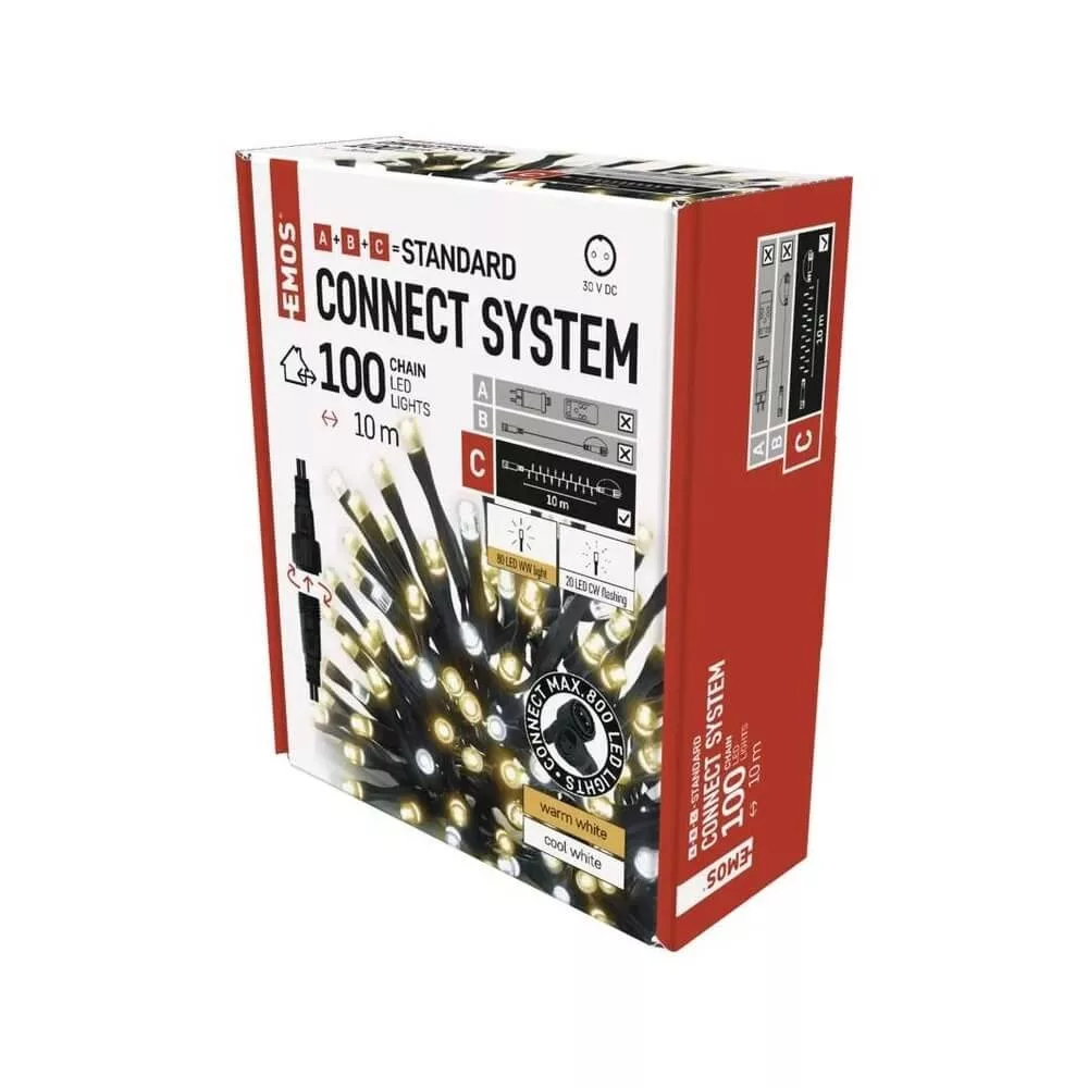 Karácsonyi fényfüzer CNT 100Led 10m hossz 80WM/20CW IP44