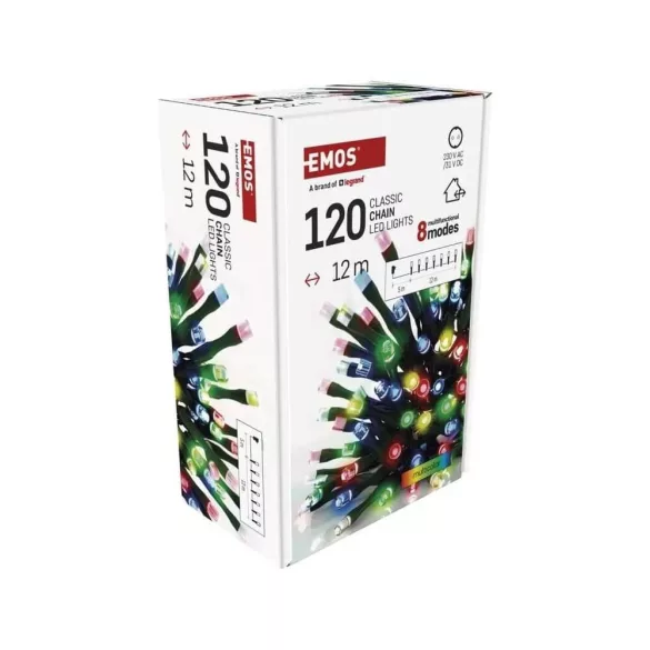 Karácsonyi füzér 120Led 12 +5m kül/bel színes IDŐZÍTŐ