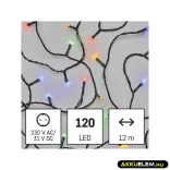 Karácsonyi füzér 120Led 12 +5m kül/bel színes IDŐZÍTŐ
