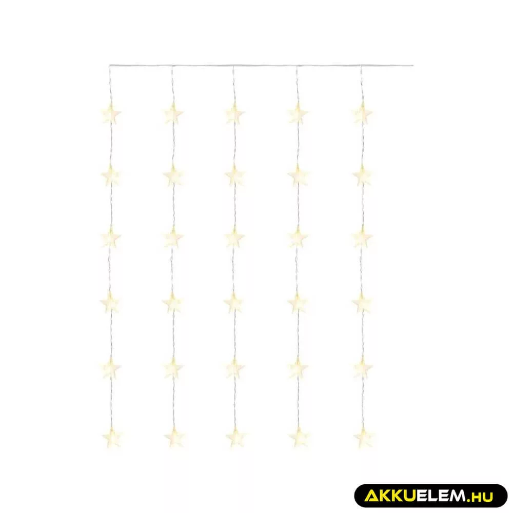 Karácsonyi fényfüggöny 30DB csillag 120*90cm beltéri WW