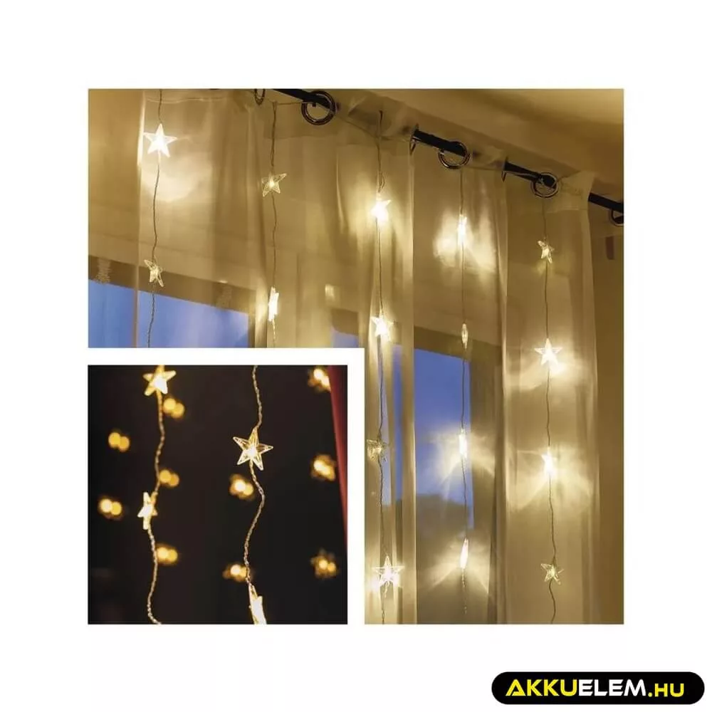 Karácsonyi fényfüggöny 30DB csillag 120*90cm beltéri WW