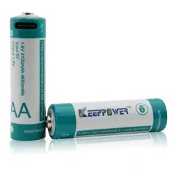   KeepPower AA 2500mAh 3750mWh 1,5V Li-Ion akku beépített USB-C töltővel 2 db