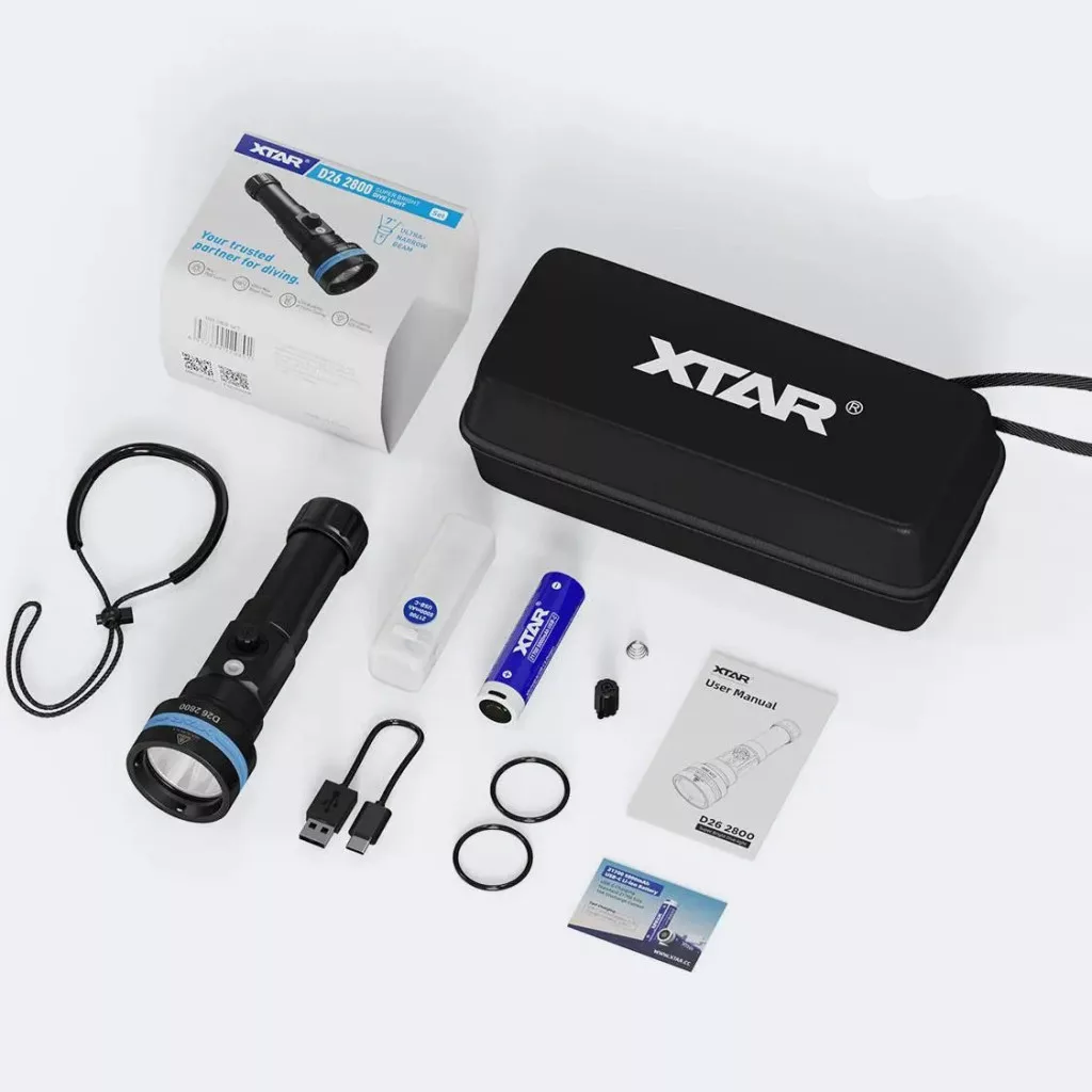 Xtar D26 Whale 2800 lum búvárlámpa + 21700 5000mAh akku szett