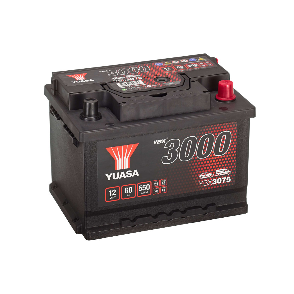 Yuasa 12V 60Ah 550A YBX3075 autó akkumulátor JOBB+