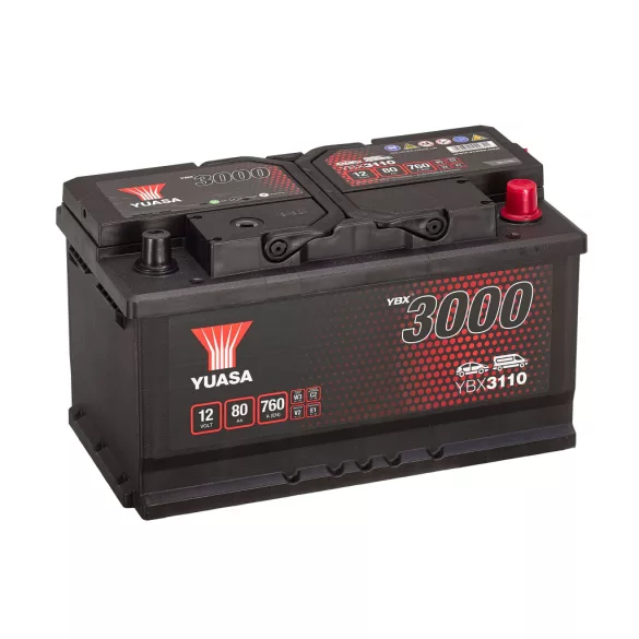 Yuasa 12V 80Ah 760A YBX3110 autó akkumulátor JOBB+